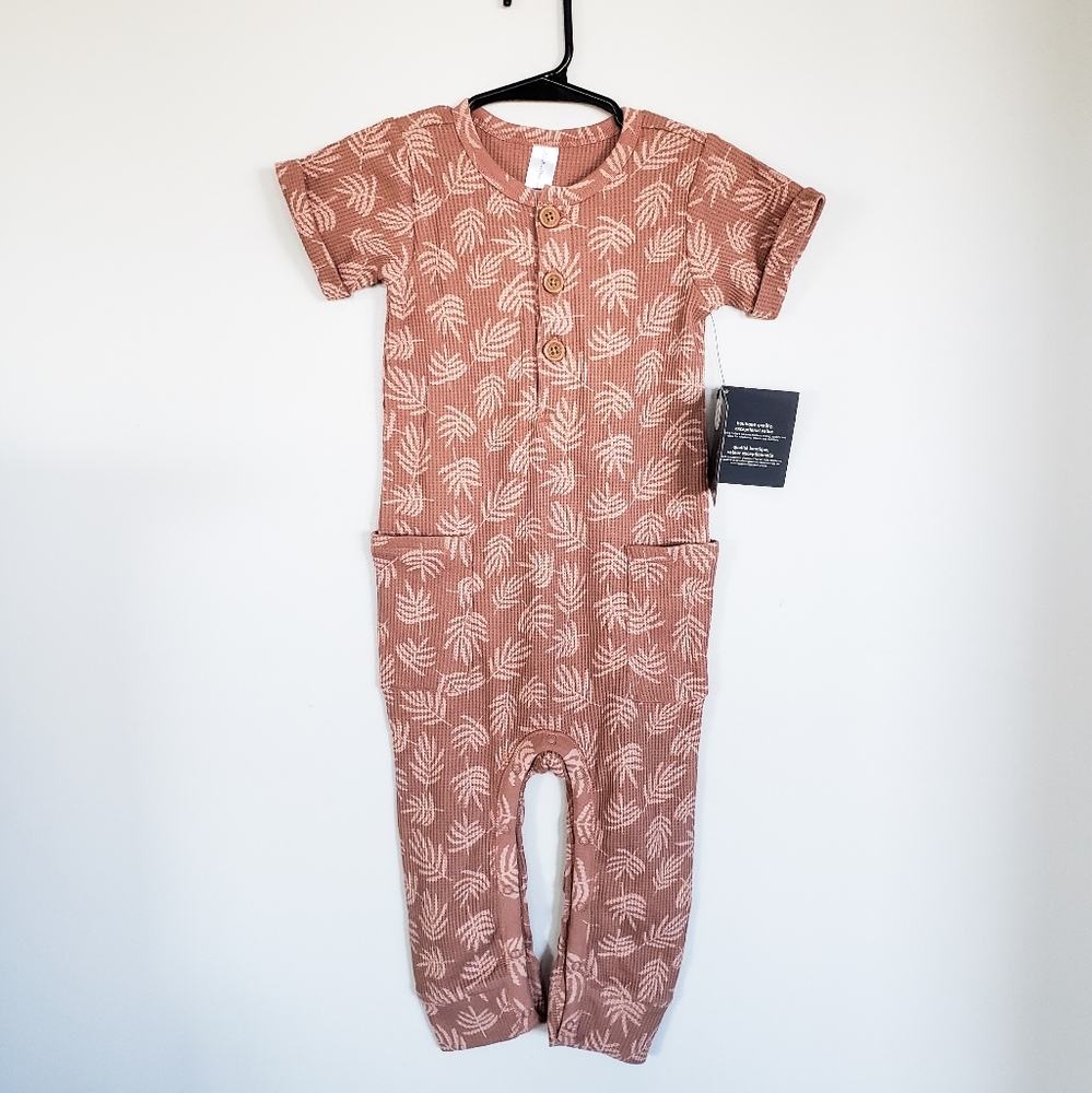 Leaf Print Kids One Piece - Pink